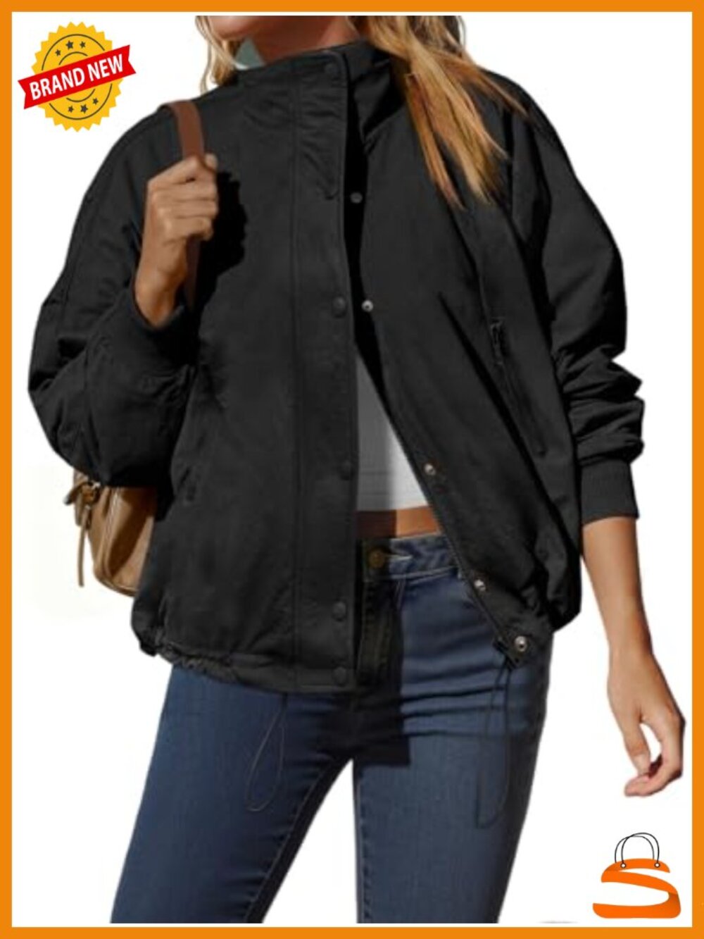 Fleece Lined Cropped Jacket Full Zip Oversized Casual Coat